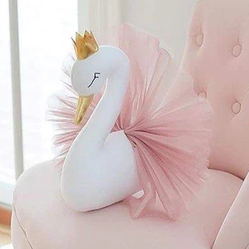 3D Coroana de Aur Swan Agățat de Perete Decor Umplute Flamingo Papusa Swan Jucării Cap de Animal Decor de Perete Camera Pepinieră Copii Cadou
