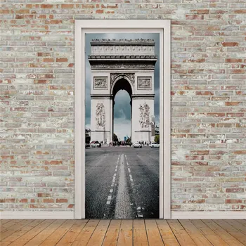 3D Creative Ușa Autocolante Tipărite de Artă Dormitor Arc de Triumf Din Paris Decor Acasă Decal Poster Tapet rezistent la apa Inserați codul