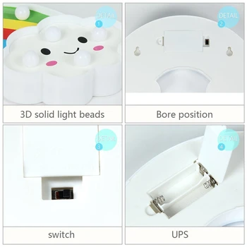 3D Curcubeu de Modelare a CONDUS Lumina de Noapte Decorative Dormitor Lampa cu Baterii pentru Fete pentru Copii Camera Copilului Lampă cu LED-uri LB88