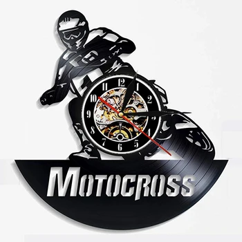 3D Decor Agățat Ceas de Perete de Vinil Ceasuri de Motocross disc de Vinil Ceas de Perete cu Design Modern Curse de Motociclete Decor Acasă
