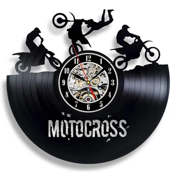 3D Decor Agățat Ceas de Perete de Vinil Ceasuri de Motocross disc de Vinil Ceas de Perete cu Design Modern Curse de Motociclete Decor Acasă