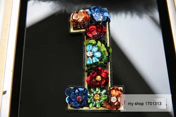 3D Handmade cu margele stras patch-uri pentru sac haine DIY coase pe flori număr paiete aplici patch-uri Decorative florale Parches