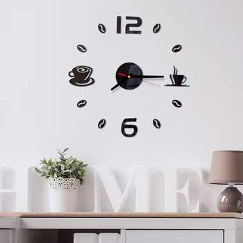 3D Home Impermeabil Ceas de Perete de Artă DIY autoadezive, Bucătărie Horloges Moderne de Decorare Autocolant Ceasuri Digitale Cești de Cafea Decor