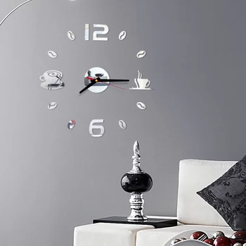3D Home Impermeabil Ceas de Perete de Artă DIY autoadezive, Bucătărie Horloges Moderne de Decorare Autocolant Ceasuri Digitale Cești de Cafea Decor