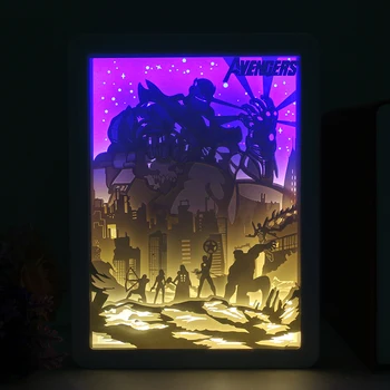 3D Hârtie Sculptură Lampa de Noapte - Papercut Casete luminoase - Caseta de Umbra de Lumină Led - Sculpturi de Hârtie - Creativ Pictura Umbra Birou Lam