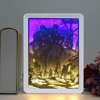 3D Hârtie Sculptură Lampa de Noapte - Papercut Casete luminoase - Caseta de Umbra de Lumină Led - Sculpturi de Hârtie - Creativ Pictura Umbra Birou Lam