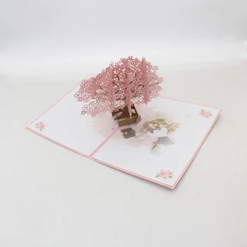 3D Laser Tăiat Manual de Ziua Îndrăgostiților, Propune Sakura Leagăn Iubitor de Hârtie Invitație Felicitari Petrecere de Nunta, Cadou Creativ