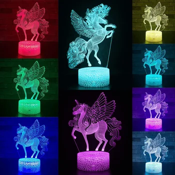 3D LED Lumina de Noapte de la Distanță și Control Tactil Unicorn-seria 16 de Culoare Schimbare LED Masă Lampă de Birou Copii Cadou de Crăciun 3D LED Lumina de Noapte