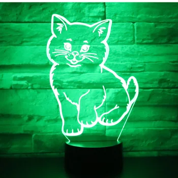 3D LED Lumina de Noapte Realiste Pisica cu 7 Culori deschise pentru Decorațiuni interioare Lampa de Vizualizare Uimitoare Iluzie Optică Minunat