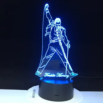 3D Led Noapte Lumina Lămpii Cântăreț Britanic Freddie Mercury Figura Veioza pentru Birou Acasa Birou Decor Mai buni Fani Cadou 3925