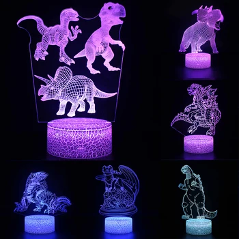 3D LED Noapte Lumina Lămpii de Dinozaur Serie 7Color 3D lumina de Noapte Touch Control Lămpi de Masă Jucarii Cadou Pentru copilul Acasă Decorare D30