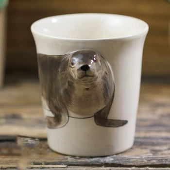 3D Leu de Mare Cupa Manual de Animale Ceașcă de Cafea Desene animate Ceramice Cadou Cana Handmade Creative Cupa