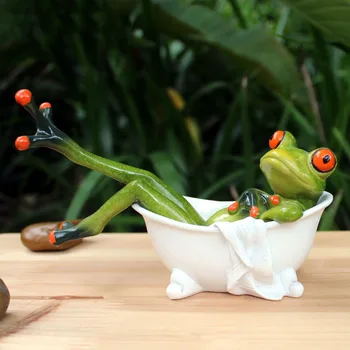 3D Mini Ambarcațiunile de Rășină Creative de Echitatie Broasca Model Figurine de Desene animate Drăguț Broasca Biroul de Acasă de Masă Decor Cadou Ziua de nastere Prezent Noi