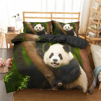 3D Panda Set de lenjerie de Pat de Animale Imprimate Carpetă Acopere Twin Plin Regina King Dublu UA Singură Dimensiuni Lenjerie de Pat, fata de Perna 2/3pcs