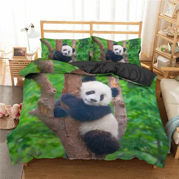 3D Panda Set de lenjerie de Pat de Animale Imprimate Carpetă Acopere Twin Plin Regina King Dublu UA Singură Dimensiuni Lenjerie de Pat, fata de Perna 2/3pcs