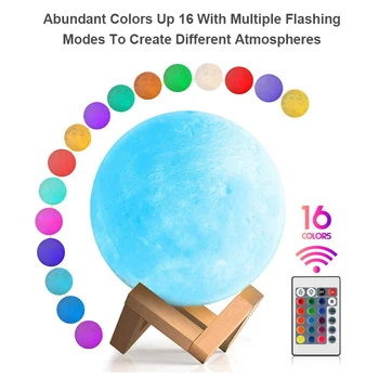 3D print luna lampă lumina de noapte USB Reîncărcabilă Pentru casa de Culoare de Control de la Distanță lampara Decor cadou nightlights Transport Gratuit