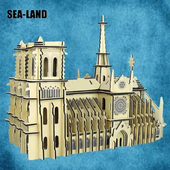 3D Puzzle din Lemn Jucarii Notre Dame De Paris Lume Clădiri Celebre Model de Jucărie Puzzle din Lemn de Înaltă Calitate din Lemn Cadou Pentru Copii