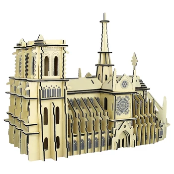 3D Puzzle din Lemn Jucarii Notre Dame De Paris Lume Clădiri Celebre Model de Jucărie Puzzle din Lemn de Înaltă Calitate din Lemn Cadou Pentru Copii