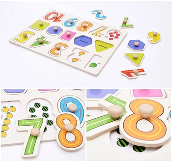 3D Puzzle din Lemn Puzzle Pentru Copii Copilul Copilul de Mână Apucați Puzzle din Lemn Numere Alfabet Animal de Desene animate Puzzle de Dezvoltare