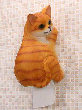 3D Rășină Pisica Drăguț Titularul de Hârtie Igienică de la Baie Rola de Hârtie de Creatie Cutie de Tesut Rășină Tava Gratuit Pumn Mână porc de Câine de uz Casnic