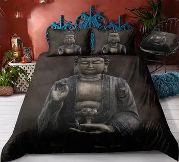 3D statuia lui Buddha tipărite seturi de lenjerie de pat big Buddha sau jumătate-cu care se confruntă Buddha abstract și stele de fundal nou stil de seturi de lenjerie de pat