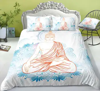 3D statuia lui Buddha tipărite seturi de lenjerie de pat big Buddha sau jumătate-cu care se confruntă Buddha abstract și stele de fundal nou stil de seturi de lenjerie de pat