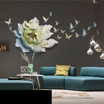 3D Stereo Agățat de Perete de Flori Rasina+Butterfly Home Decor Meserii Restaurant Hotel Ornament de Perete Living Canapea Murală Decor