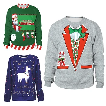3D Unisex Urât Vacanța de Crăciun Moș crăciun Elf Pulover Amuzant Femei Bărbați Pulovere Bluze de Toamna Iarna Haine