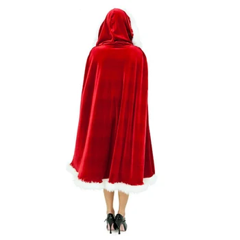 3dimensiunea de Catifea Roșie cu Glugă Cape Mantie Sexy Santa Cosplay Crăciun Femei Costume de Carnaval Petrecere Clubwear de Iarnă Palton Cald