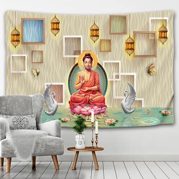 3dreligion cultura tapiserie de perete Buddha covor de perete noptiera bord dormitor hippy psihedelice tapiserie copac peisaj Boem d