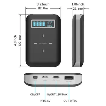 3in1 18650 Baterie DIY 10W Qi Wireless Charger USB de Tip C PD Power Bank Cutie Caz T3LB