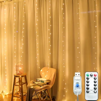 3M LED-uri Cortina Zână Lumina Ghirlanda Lampa de Control de la Distanță USB 5V Siruri de caractere de Anul Nou Crăciun Acasă Fereastra de la Dormitor Decor