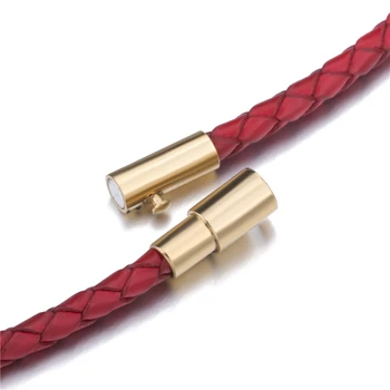 3mm Mens pentru Femei Multicolor Împletit din Piele Cablu din Oțel Inoxidabil de Aur Sigure Incuietoare Lanț Colier en-Gros Bijuterii