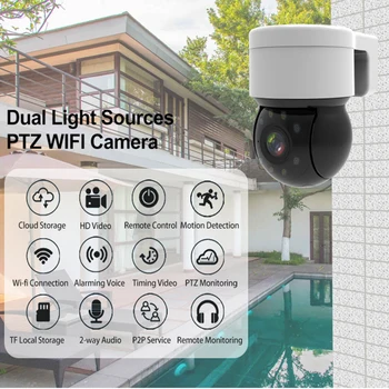 3MP Tuya în aer liber rezistent la apa Camera IP Wifi， HD Night Vision PTZ Onvif P2P Audio Rețea CCTV Camera de Supraveghere