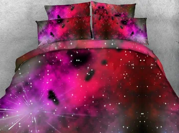 3pcs albastru galaxy pat set pentru copii baieti fete roșu purpuriu universal pilotă singur dublu regina king size planeta seturi de lenjerie de pat