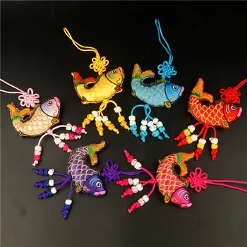 3pcs Chineză Nod de Broderie Pește Mic Agățat de Ornament Handmade Etnice Ambarcațiuni Geanta de Accesorii de Nunta Petrecere