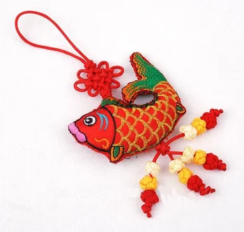 3pcs Chineză Nod de Broderie Pește Mic Agățat de Ornament Handmade Etnice Ambarcațiuni Geanta de Accesorii de Nunta Petrecere