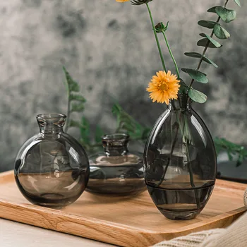 3Pcs Clasic Creativ Vaza de Calitate de Top de Iarbă Neagră Transparentă Home Deco Reactiv Sticla Vaza de Flori Fabrica de en-Gros