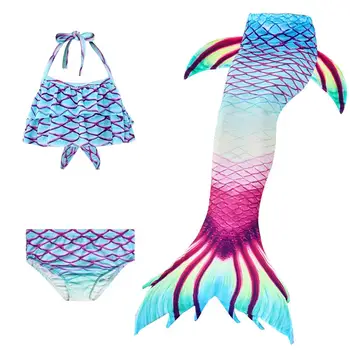 3pcs/Copii Mermaid Cozi pentru Inot Mica Sirena Fete de costume de Baie Bikini Set Costum de Baie Petrecere Costume Cosplay Nu Flipper