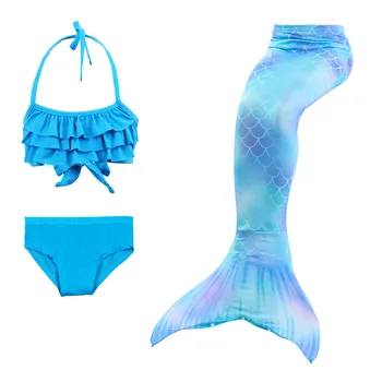 3pcs/Copii Mermaid Cozi pentru Inot Mica Sirena Fete de costume de Baie Bikini Set Costum de Baie Petrecere Costume Cosplay Nu Flipper