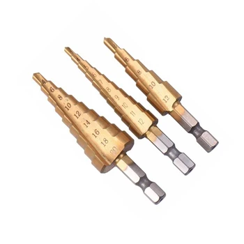 3pcs Hss Oțel Titan Pas burghie 3-12mm 4-12mm 4-20mm Pas Con Instrumente de Tăiere din Oțel de prelucrare a Lemnului Lemn Metal Foraj Set