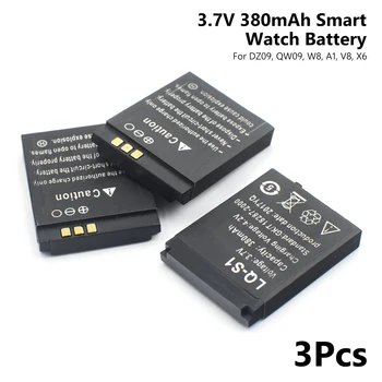 3pcs/lot 3.7 V 380mAh Li-po Baterie Reîncărcabilă Pentru Ceasul Inteligent DZ09 QW09 W8 A1 V8 X6 SmartWatch Baterie Înlocuirea Bateriei