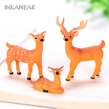3pcs/set Cerb Drăguț Figurine in Miniatura Animale Ornamente pentru DIY Grădină Zână Mic Terariu Plante Decor