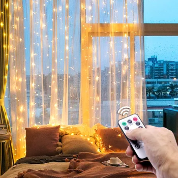 3x3 Metri Craciun cu LED-uri lumini șir cortina ghirlanda de Pe fereastra de Control de la Distanță zână lumina casă de Vacanță decorare de iluminat