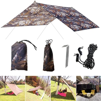 3x3m Camuflaj Adăpost de Soare Tent Cort, Prelată în aer liber Camping Ploaie Zbura Anti UV Plaja Cort Umbra Camping Umbrelă de soare Baldachin Scadere