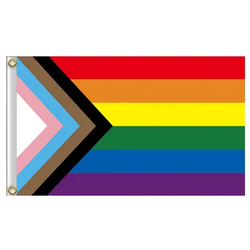 3X5 Metri LGBT Gay Pride Curcubeu Progresul Pavilion Poliester Pro Decor Acasă