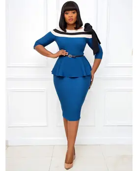 3XL Plus Dimensiune Africane Rochie Pentru Femei 2020 Casual Slim Mozaic de Culori Rochii Midi Elegante, Sexy Rochie Lunga Africa de Îmbrăcăminte