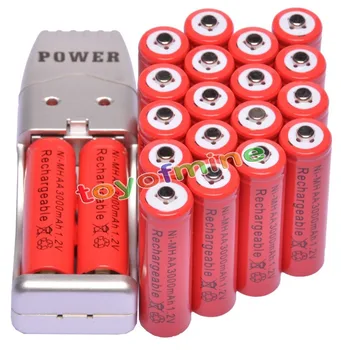 4/8/12/16/20/24buc AA 2A Culoare Roșie 1.2 V Ni-MH 3000mAh Baterie Reîncărcabilă de CELULE + Incarcator USB