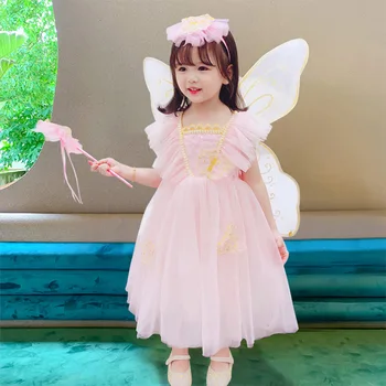 4 buc Fete de Flori Fairy Dress Copii Zane Princess Rochii de Lux Cu Aripi de Copil Halloween Rochii Copii Ziua de nastere Partid Rochie