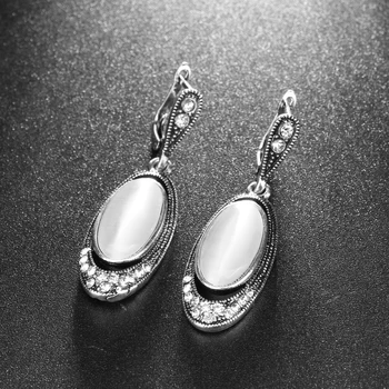 4 Buc/lot de Epocă Opal Bijuterii de Nunta Seturi Pentru Femei Cristal Argint Culoare Inel Colier Bratara Cercei Bijuterii Minimaliste